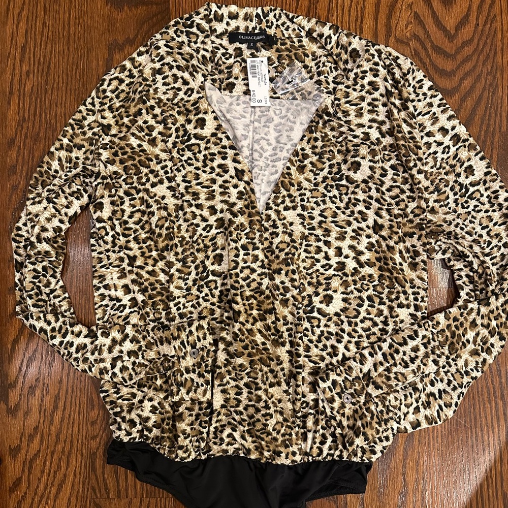 Olivaceous Leopard Print Bodysuit in Tan and Black